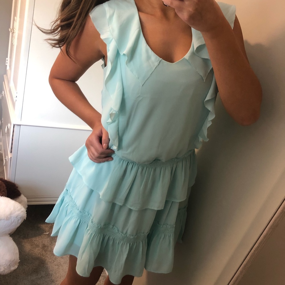 Light blue tiered ruffle dress